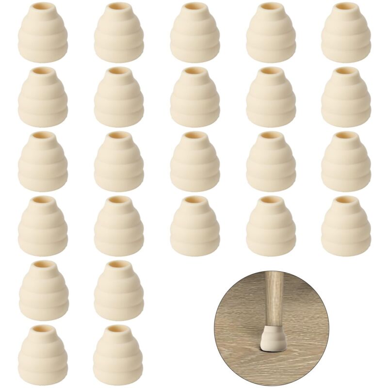 2er-set 24 Stück Silikon-stuhlbeinschoner, Rund, 10-19 Mm, Stuhlkappen, Kratzfest Und Geräuschreduzierend, Für Holzböden Und Fliesen, Weiß