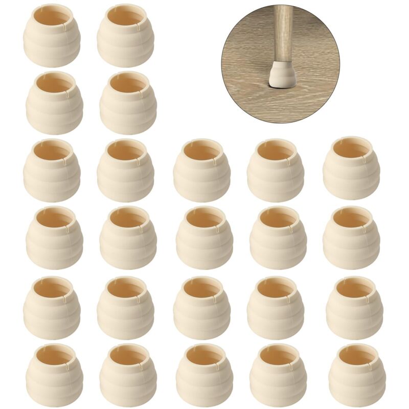 Satz Von 24 Silikon-stuhlbeinschonern, Rund, 30-42 Mm, Stuhlfilzgleiter, Kratzfest Und Geräuschreduzierend, Für Holzböden Und Fliesen, Weiß