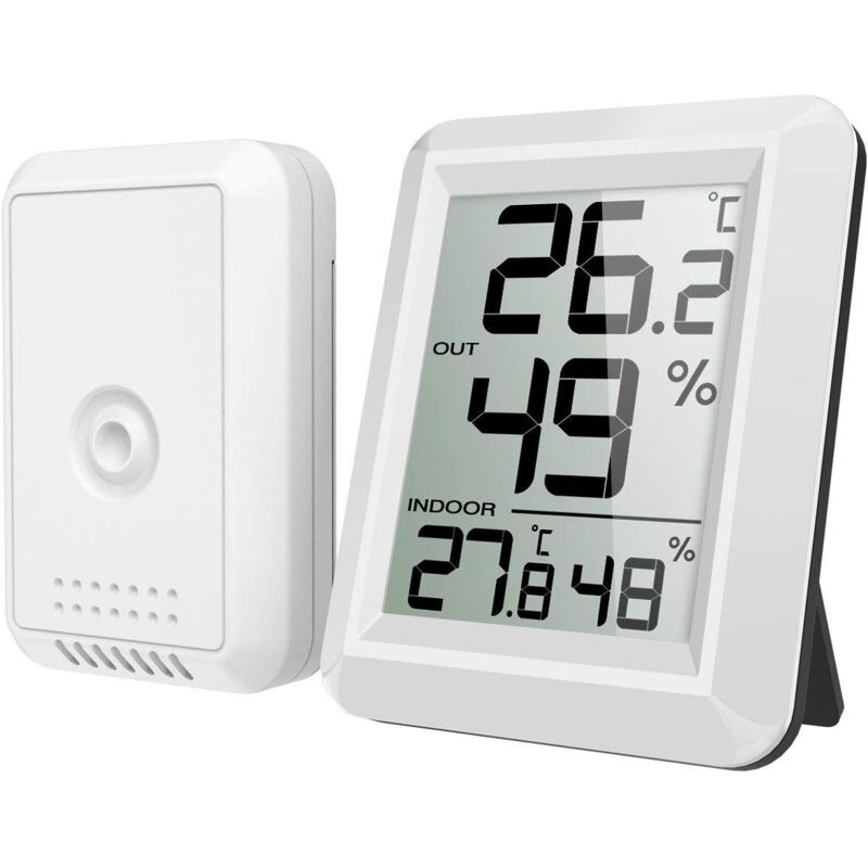 Innenaußen-thermometer, Vernetztes Thermometer Mit Kabellosem Außensensor, Digitales Thermo-hygrometer Mit Großem Lcd-display, °c/°f-umschalter, Für Büro, Haus, Schlafzimmer
