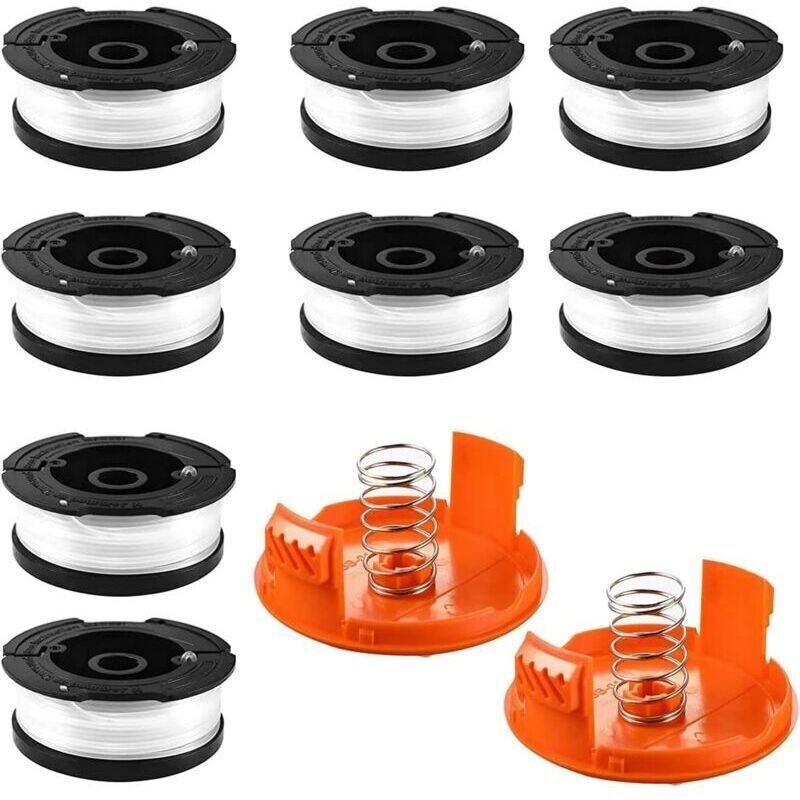 Schneidfaden-spule Für Black And Decker Rasenmäher. Kompatible Spulen Mit Black And Decker Af-100. 8 Schneidfaden-spulen Mit 2 Spulendeckeln Und 2 Federn