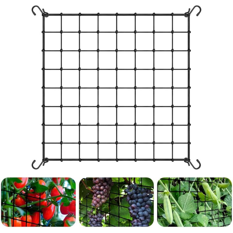 Kulturtent-netz 120 X 120 Cm, Spalier-scrog-netz Mit 4 Haken, Elastisches Gitternetz Für Pflanzen, Gemüse, Obst, Blumen, Garten Und Balkon