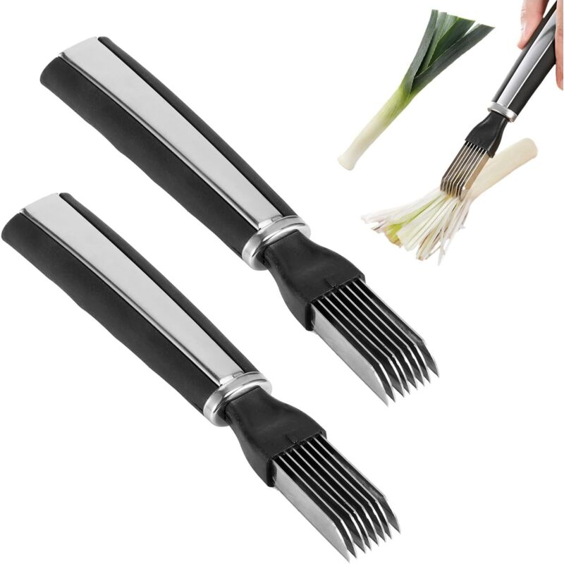 Maschine Zum Hacken Von Schalotten, Multifunktionaler Zwiebelschneider Aus Edelstahl, Grüner Blumen-gemüsereibe, Schalottenmesser, Küchenwerkzeug (2 Stück)