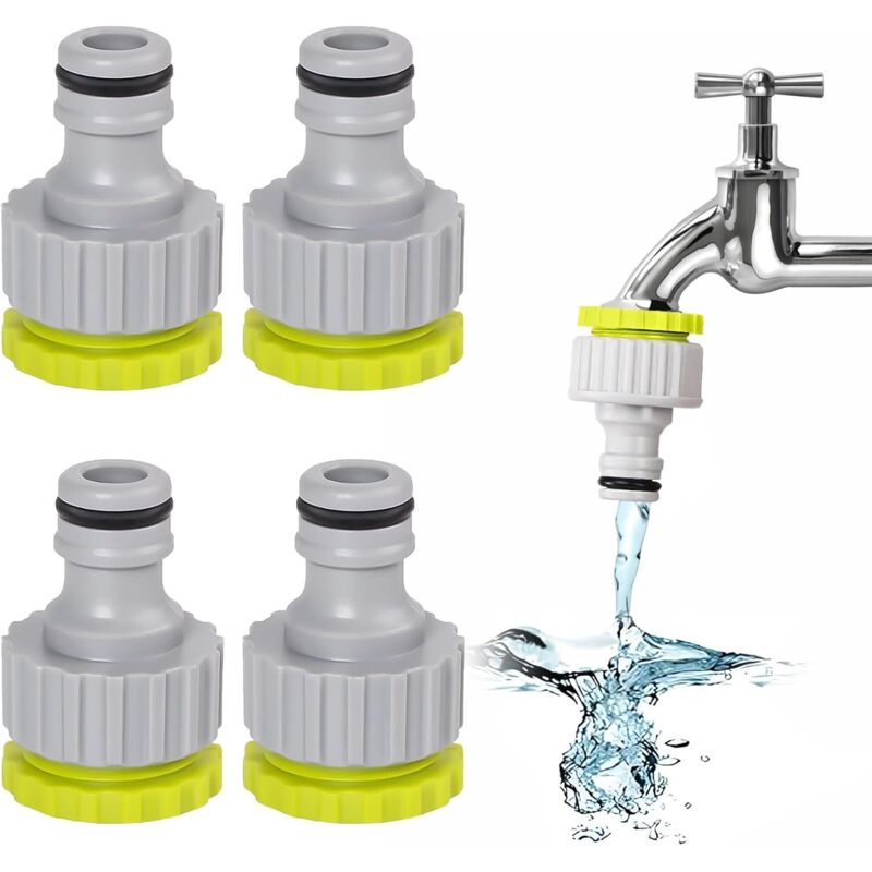 4-teiliger Wasserhahnanschluss, Gartenschlauchanschluss, 1/2 Zoll 3/4 Zoll 2-in-1 Schlauchverbinder, Schlauchadapter Für Die Gartenbewässerung