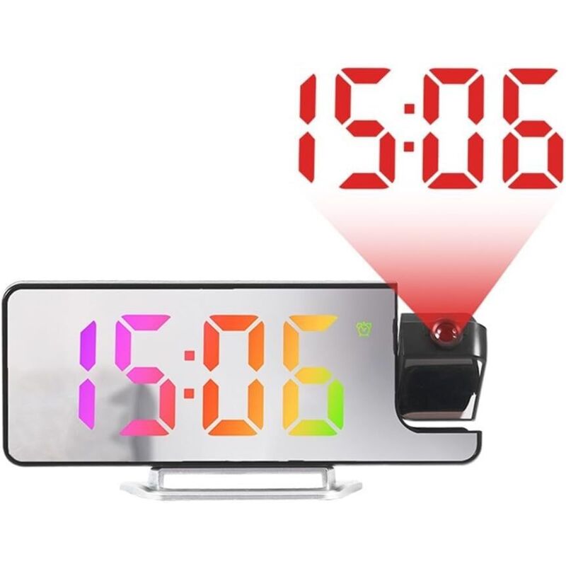 Digitale Projektions-wecker Für Den Nachttisch – Elektronische Uhr Mit Temperaturanzeige, Für Schlafzimmer, Decke, Wand (farbiges Licht)