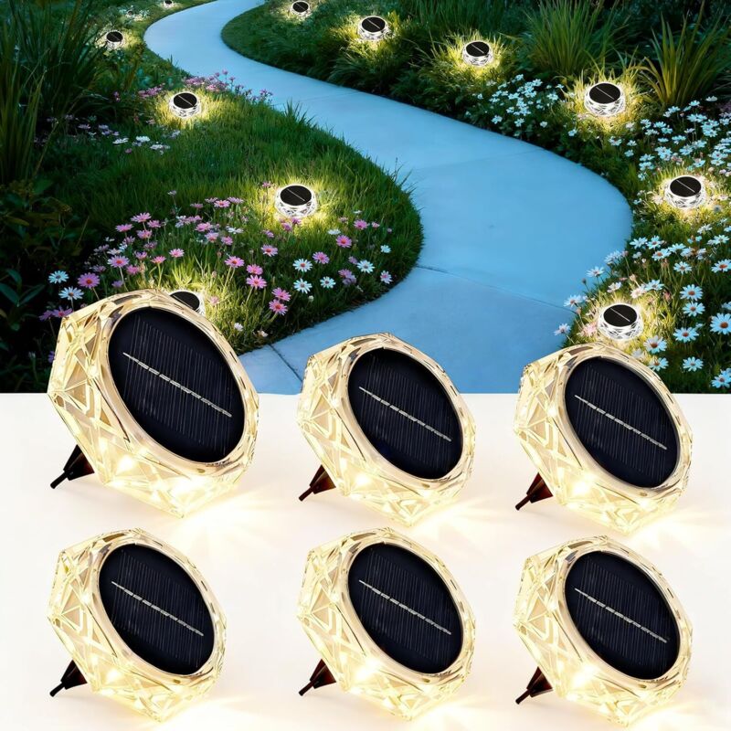 6er-set Solarlampen Für Den Außenbereich Im Boden, Led-garten-solarleuchten Außen, Wasserdichte Ip65-solarlichter Mit Langer Lebensdauer, Solarspotlights Für Wege, Rasen, Einfahrten Und Terrassen, War