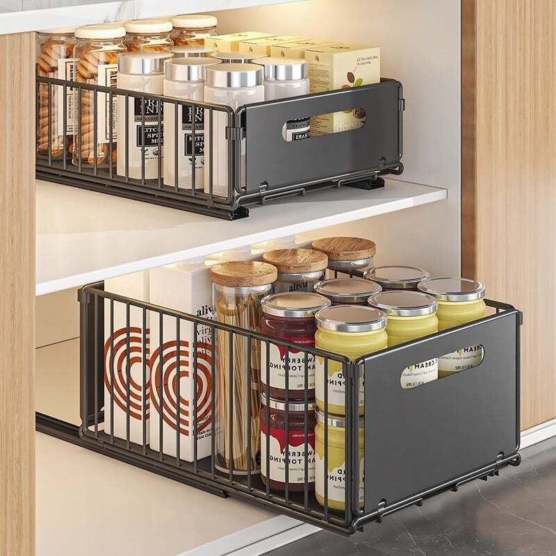 Schiebe-aufbewahrungsbox, 2-teilig. Schiebeschublade Zur Aufbewahrung. Küchen-aufbewahrungsbox Und Ablagestütze. (1x L + 1x S)