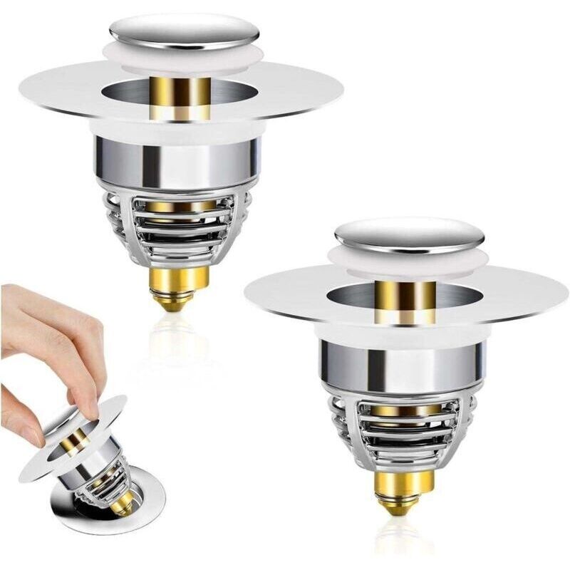 Universelle Waschbecken-abdeckung Pop-up. 2 Stück Verstopfungsfreier Ablaufsieb. Geruchsdichter Badewannenablauf Für Löcher Von 32 Bis 40 Mm