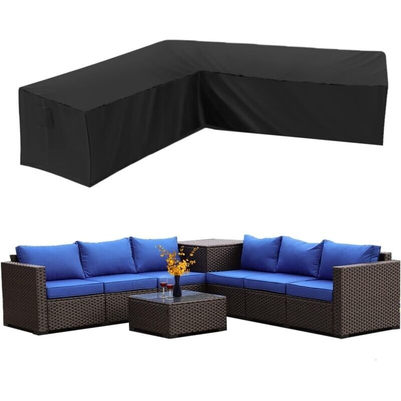 Wasserdichte Ecksofa-gartenabdeckung Aus 210d Oxford-stoff, Staubdichte Abdeckung Für Gartenmöbel In L-form, Ecksofa-abdeckung (300×300×98cm)