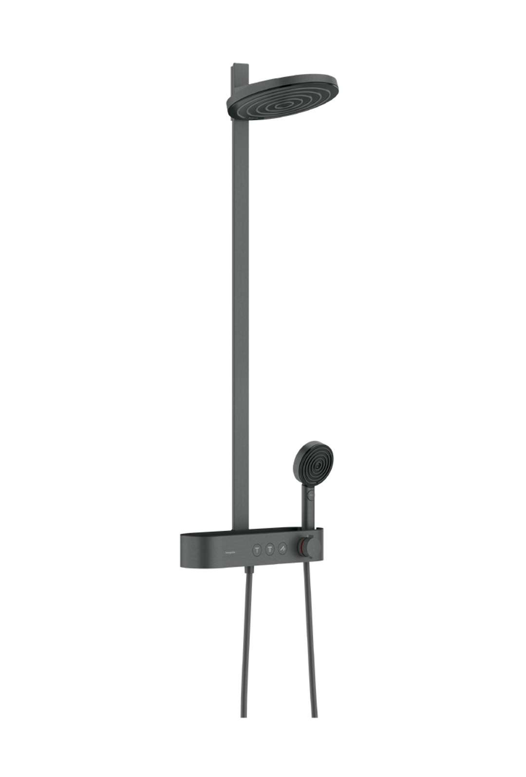 Hansgrohe Pulsify S - Brauseset Mit Thermostat, Durchmesser 26 Cm, 3 Strahlarten, Chrom Schwarz Gebürstet 24240340