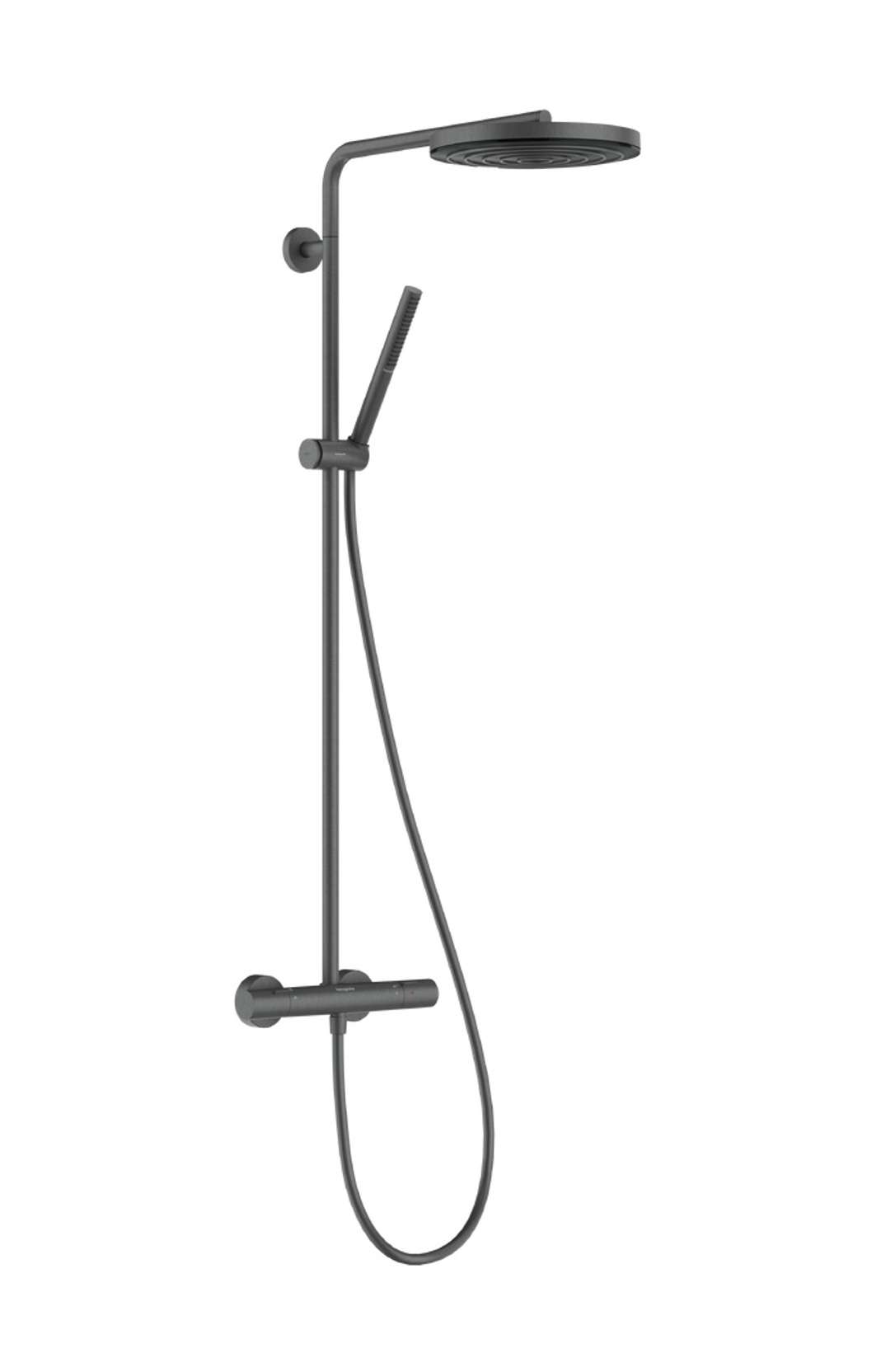 Hansgrohe Pulsify S Puro - Brauseset Mit Thermostat, Durchmesser 26 Cm, Chrom Schwarz Gebürstet 24222340