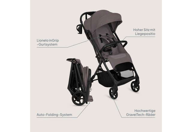 lionelo Kinder-Buggy TANSI, (Set), GravelTech-Räder/Auto-Folding/92 cm Liege/inGrip/einhändig