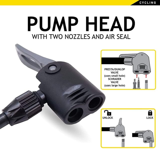 habeig Fahrradpumpe Pumpe mit Manometer Doppelventil Dunlop Ventil Autoventil