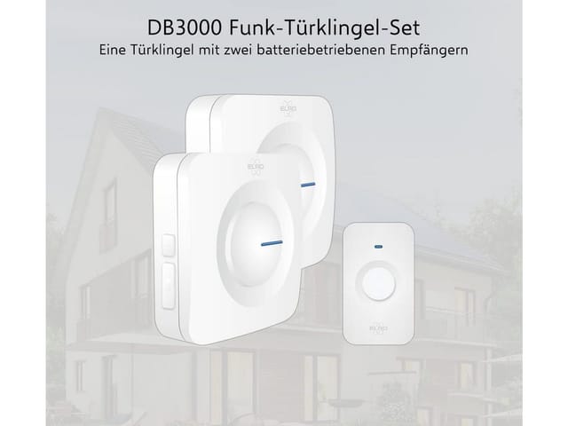 Elro Türklingel-Set DB3000-P1C2, 2 Empfänger, 52 Klingeltöne, (Komplett-Set, 3-tlg., Klingeldrücker und Empfänger), Drahtloses Türklingel Set