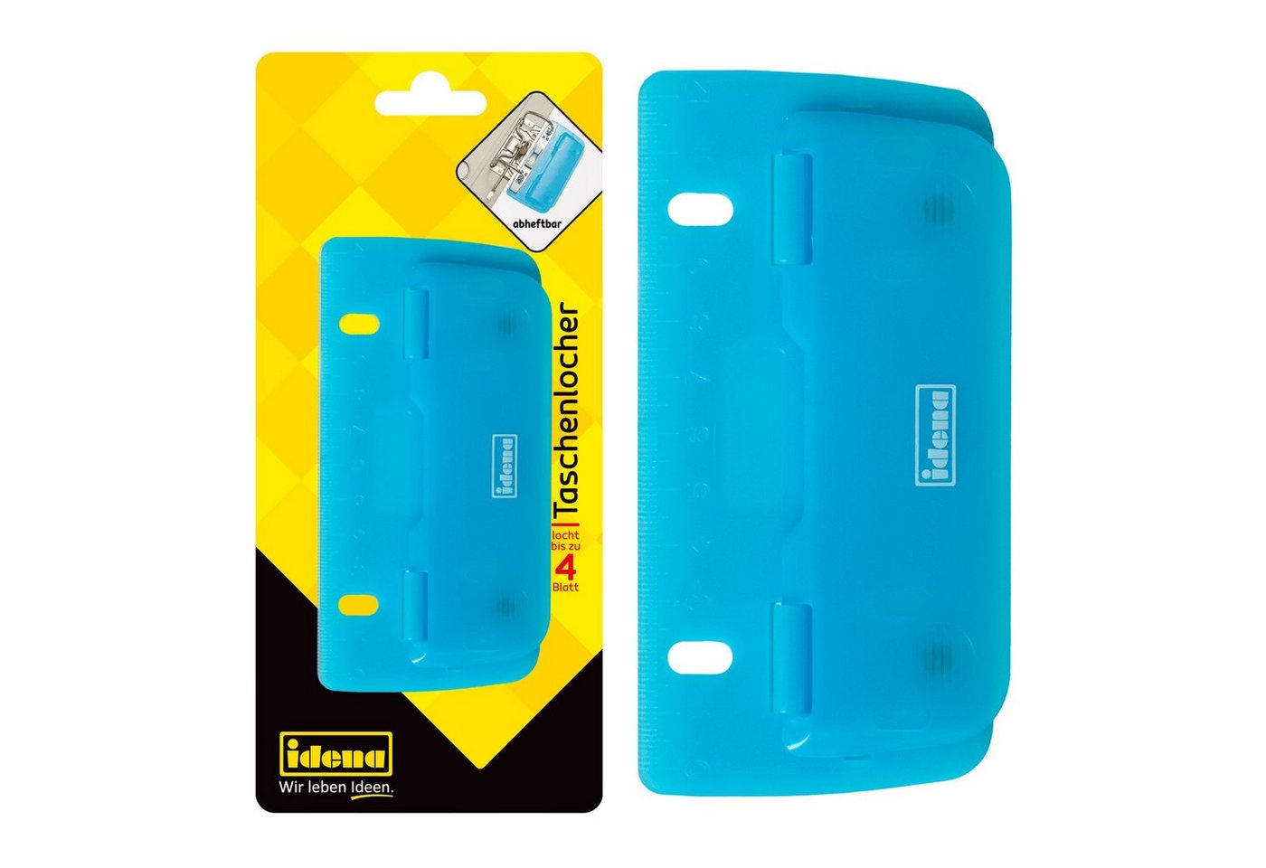 Idena Lochstanzer Idena 22100 - Taschenlocher, Lochung bis zu 4 Blatt, blau transparent Bild 4