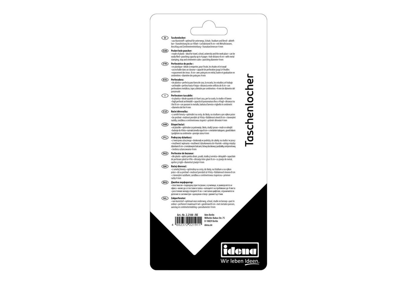 Idena Lochstanzer Idena 22100 - Taschenlocher, Lochung bis zu 4 Blatt, blau transparent Bild 5