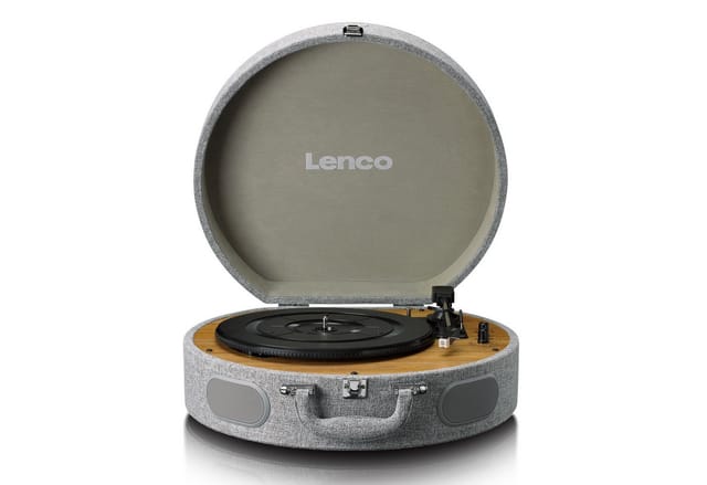 Lenco LS-66GY Plattenspieler (Riemenantrieb, Bluetooth®, Plattenspieler im Koffer, BT Senden/Empfangen, AT Tonabnehmer)