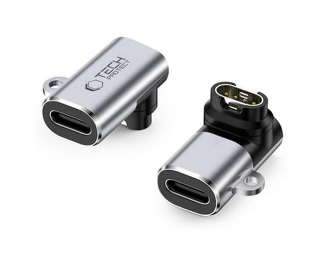 TECH PROTECT UltraBoost USB-Adapter USB-C Stecker (90°-Winkel) zu Garmin-Ladeanschluss, USB-C Winkeladapter für Garmin-Uhren mit 5 W Ladeleistung