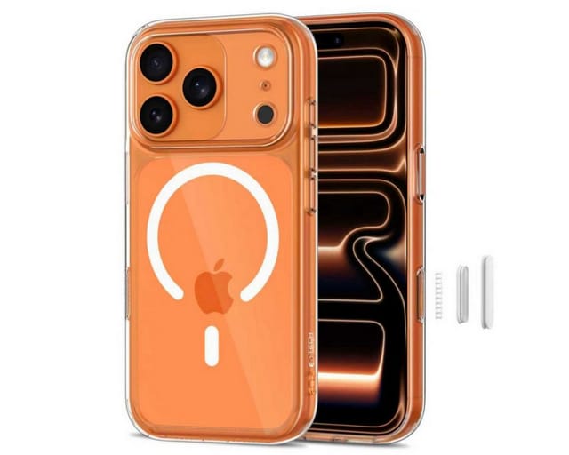 TECH PROTECT Handyhülle Magpeak CC Hülle kompatibel mit iPhone 17 Pro Max klarer Schutz 6.7 Zoll, Transparentes Hybridcase mit Magnetring