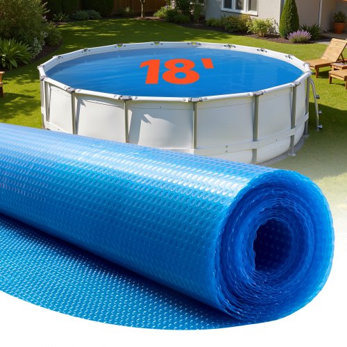 Pool Solarabdeckplane Rund Ø5486mm, Solarfolie, 0,3 Mm-pool-solardecke Mit Luftpolster- & Pe-material, Wärmeabsorption Tagsüber, Wärmespeicherung Nachts, Solarabdeckungen, Blau