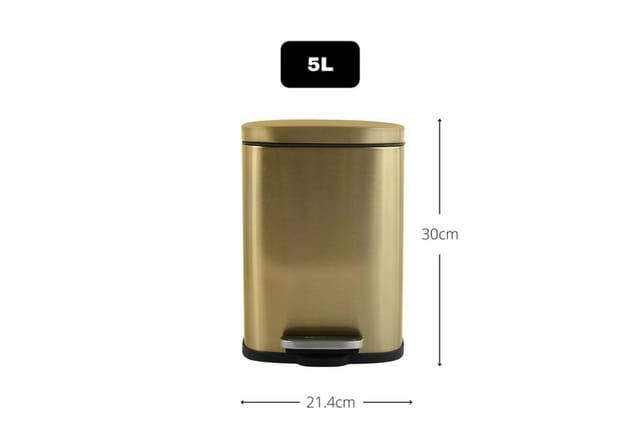 spirella Kosmetikeimer AKIRA, Treteimer mit Softclose-Absenkautomatik, herausnehmbarem Inneneimer, Anti-Fingerprint-Beschichtung, 5L, gold matt