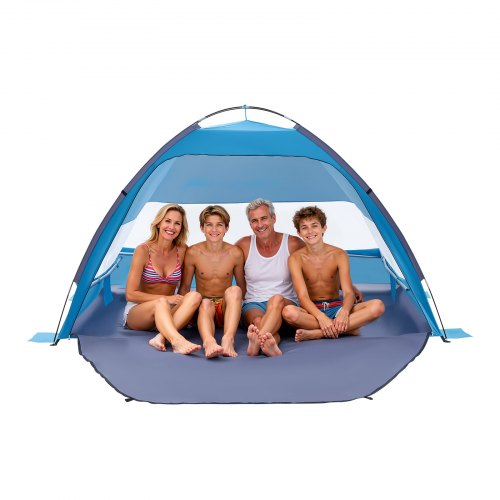 Strandmuschel Sonnenschutz Für 4 Personen, Upf 50+ Schutz, Tragbares Strandzelt Mit Tragetasche & Bodenverankerungen, Leichter Strandsonnenschirm Für Camping Angeln Picknick, Sonnenzelt