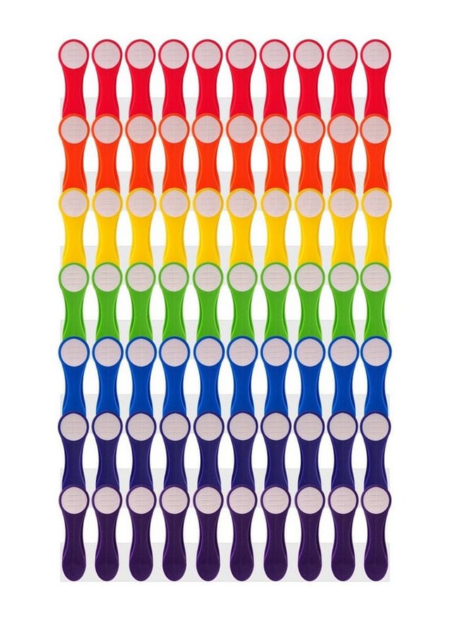 trendfinding Wäscheklammern Regenbogen mit Softgrip in weiß, Druckfedern aus Edelstahl, 70 Stk., Unverwechselbares Design, Langlebigkeit durch neueste Klammertechnik