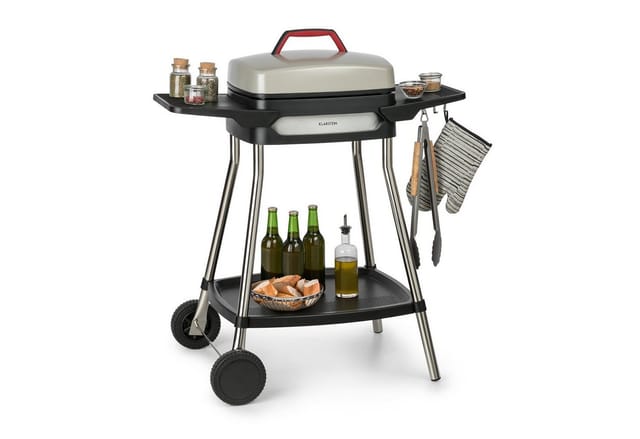 Klarstein Kontaktgrill Gatsby, 2000 W, große Seitentische, Grillplatte mit Antihaft-Beschichtung