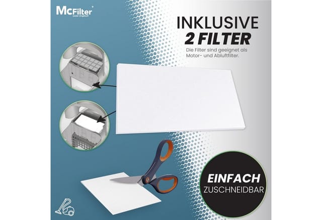 McFilter Staubsaugerbeutel (10 Stück), passend für Siemens VZ41FGALL, VS06A111 synchropower (VS 06 Serie), 10 St., 5-lagiger Staubbeutel mit Hygieneverschluss, inkl. Filter