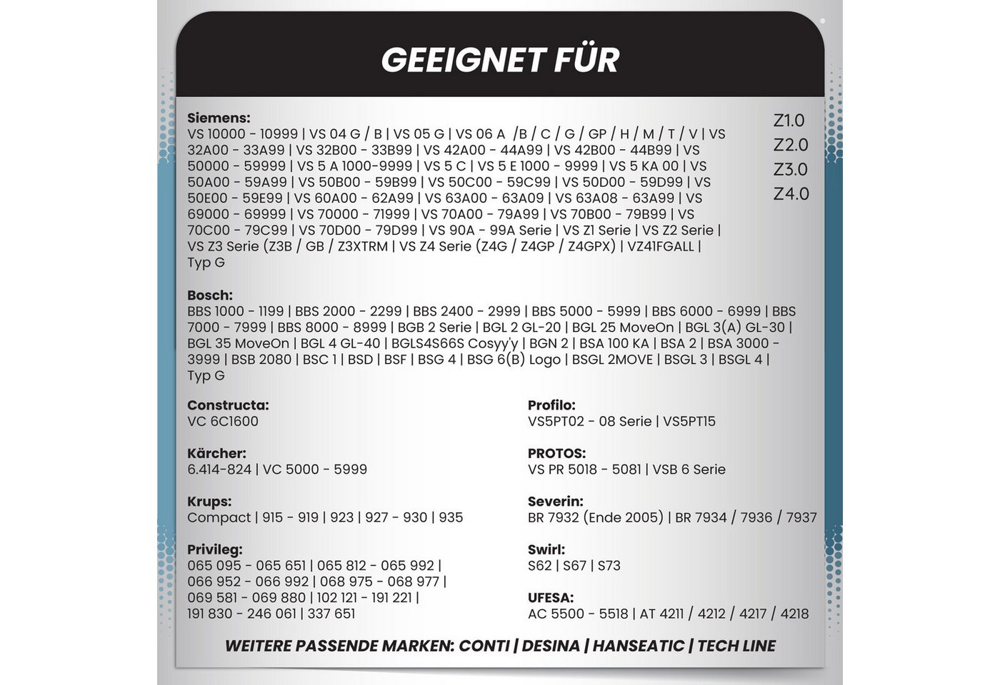 McFilter Staubsaugerbeutel (10 Stück), passend für Siemens VZ41FGALL, VS06A111 synchropower (VS 06 Serie), 10 St., 5-lagiger Staubbeutel mit Hygieneverschluss, inkl. Filter Bild 3