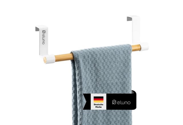 eluno Spültuchhalter Geschirrhandtuchhalter mit Bambus ohne Bohren zum Einhängen