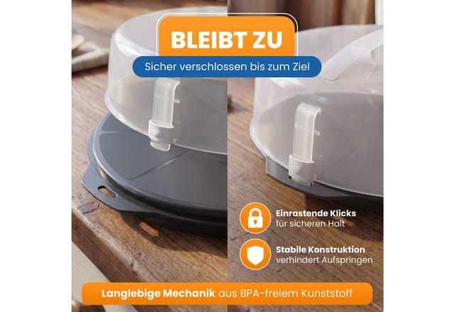 EUROHOME Tortenglocke Tortenbehälter - Kuchenbehälter mit Tragegriff und Klickverschluss,(1-tlg., Kuchencontainer 32 x 14 cm) Sichere Transportbox für Kuchen und Torten