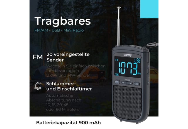 Camry Camry CR 1905 Tragbares Mini-Radio 6x2x11cm LCD-Anzeige USB Radio