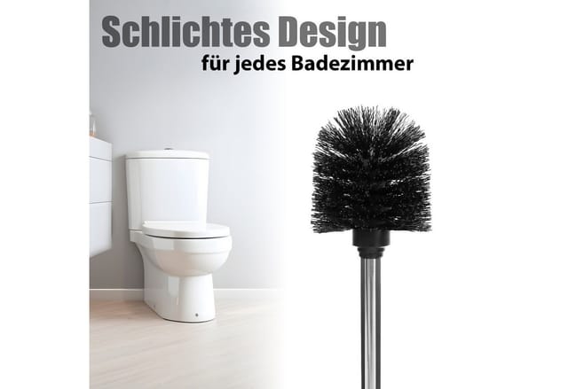 BigDean WC-Reinigungsbürste 4 Stück Klobürste Schwarz Toilettenbürst mit robusten Borsten, WC, (Set, 4-tlg., WC-Bürste/n), Bürstenkopf Abnehmbar, 9cm Durchmesser, Edelstahlgriff
