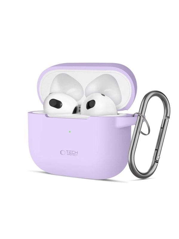 TECH PROTECT Kopfhörer-Schutzhülle für AirPods 3, Silikonhülle mit Karabiner, kompatibel mit AirPods 3
