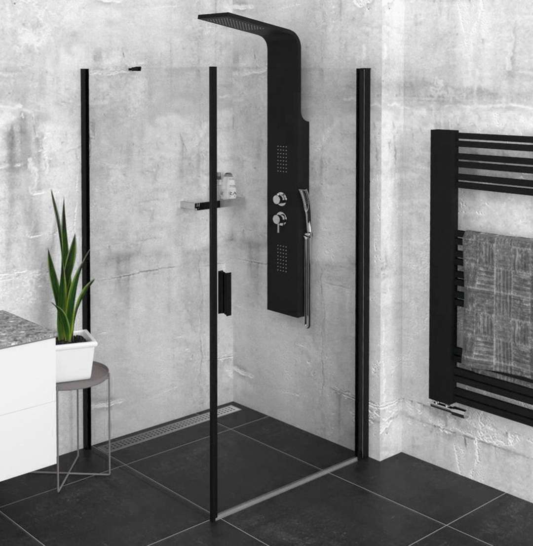 Polysan Zoom Black - Duschkabine 80 X 80 Cm, L/r-ausführung, Antidrop, Klares Glas/mattschwarz Zl1280bzl3280b