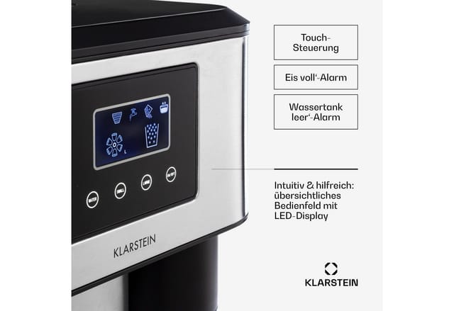 Klarstein Eiswürfelmaschine Eiszeit Crush, Eiswürfelmaschine mit Crushed Ice Eiswürfelbereiter Ice Cube Maker