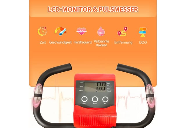 HOMCOM Heimtrainer X-Bike 2-in-1 klappbarer Hometrainer (Magnetwiderstand, 1-tlg., Fahrradtrainer), für Wohnzimmer, Rot+Schwarz