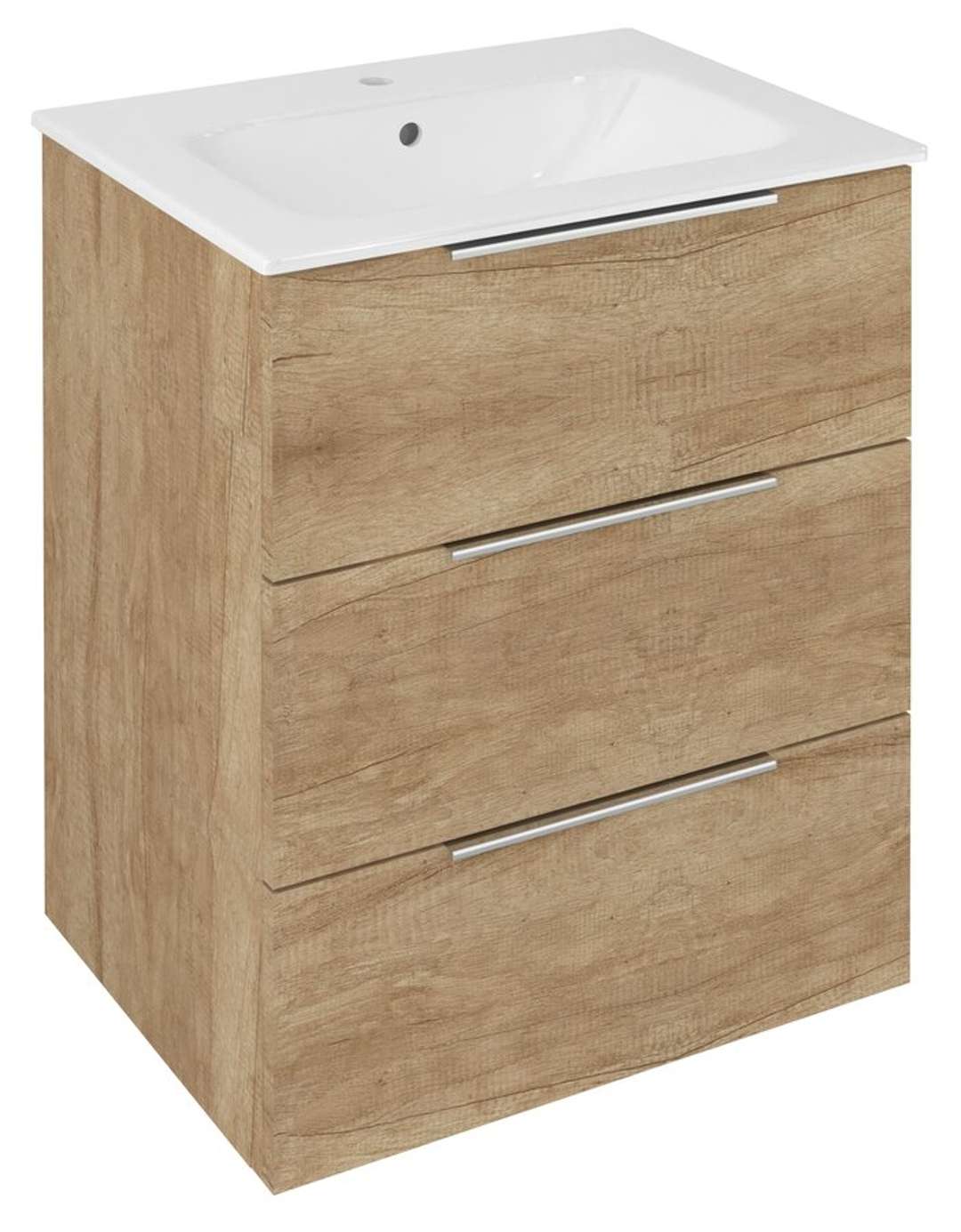 Sapho Cirasa - Waschbeckenunterschrank 59 X 75 X 46 Cm, 3 Schubladen, Eiche Alabama Cr631-2222