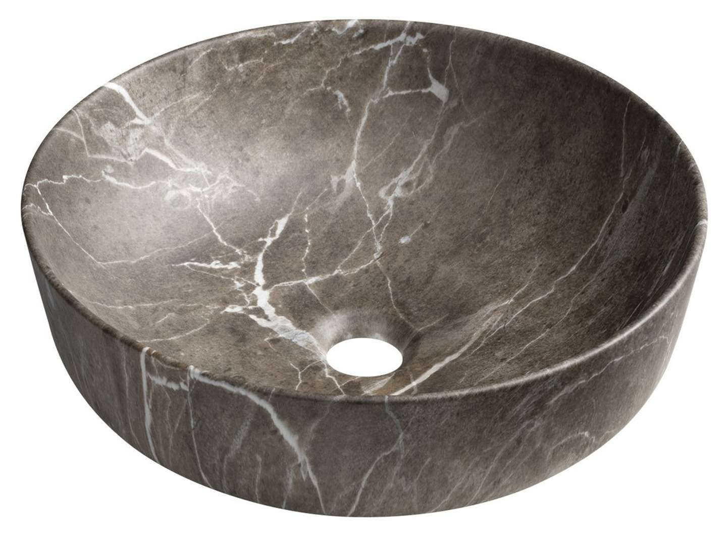 Sapho - Aufsatzwaschbecken Rondea, Durchmesser 41 Cm, Ohne Überlauf, Ohne Hahnloch, Breccia Marmor Ar445bm