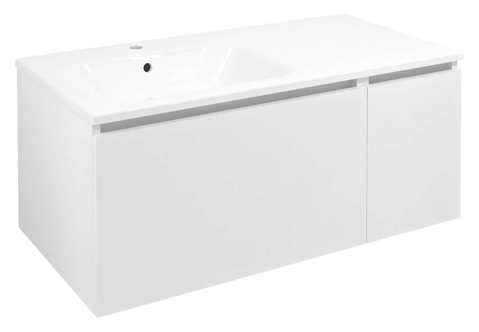 Sapho Lorea - Waschtischunterschrank 100 X 46 X 52 Cm, 1 Tür, 1 Schublade, Links, Mattweiß Le070-3131-l-01