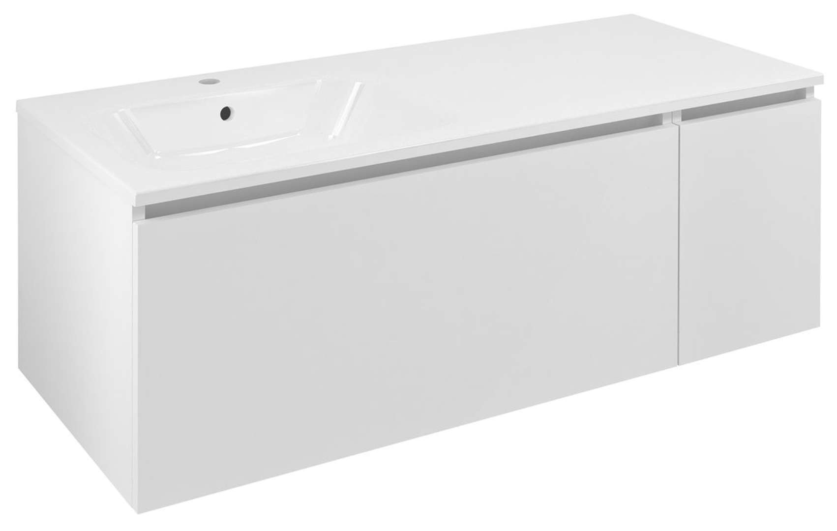 Sapho Lorea - Waschtischunterschrank 120 X 46 X 52 Cm, 1 Tür, 1 Schublade, Links, Mattweiß Le090-3131-l-01