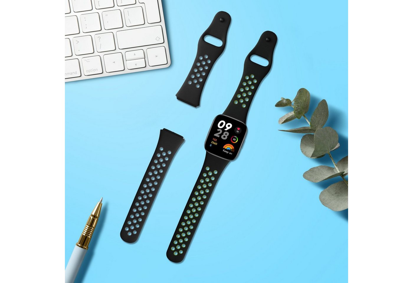 kwmobile 2x Uhrenarmband für Xiaomi Redmi Watch 3 Active Armband Smartwatch, 2-tlg., Fitnesstracker Band Set aus TPU Silikon - Ersatzarmband Smartwatch