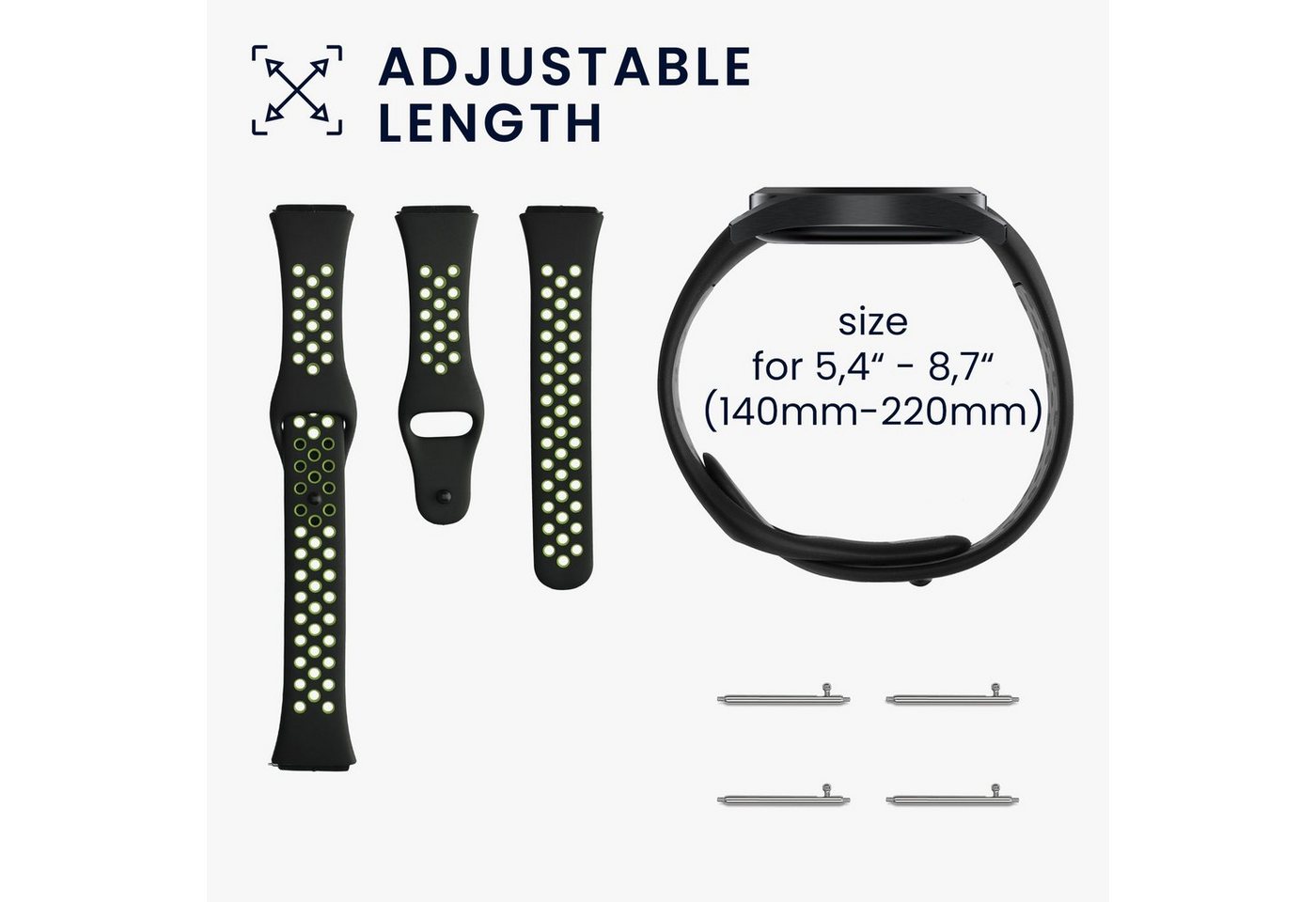 kwmobile 2x Uhrenarmband für Xiaomi Redmi Watch 3 Active Armband Smartwatch, 2-tlg., Fitnesstracker Band Set aus TPU Silikon - Ersatzarmband Smartwatch Bild 3