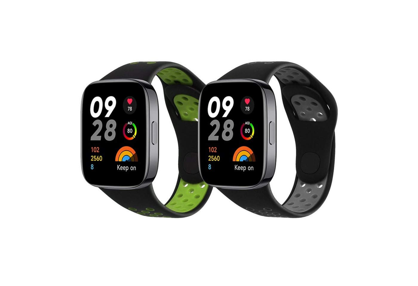 kwmobile 2x Uhrenarmband für Xiaomi Redmi Watch 3 Active Armband Smartwatch, 2-tlg., Fitnesstracker Band Set aus TPU Silikon - Ersatzarmband Smartwatch Bild 4