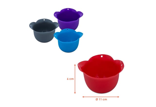 Spetebo Eier-Pochierer aus Silikon in 4 Farben sortiert, (Eierpochierform 4-tlg), Spülmaschinen geeignet