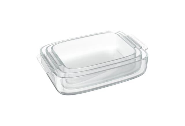 relaxdays Auflaufform Glas Auflaufform 3er Set, Glas, (3-St)