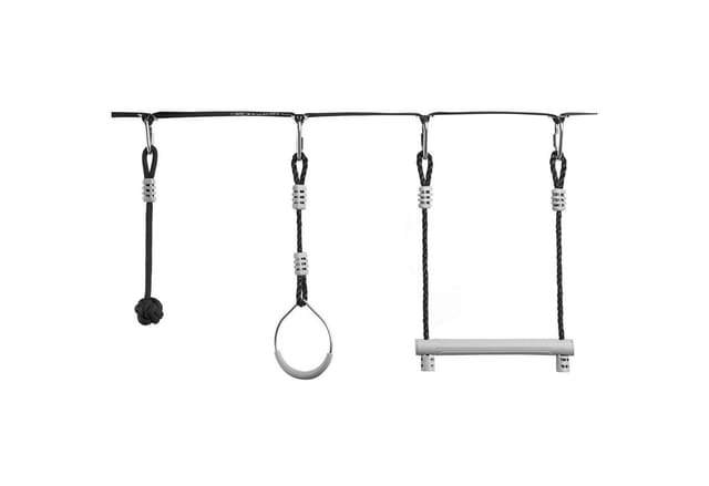 HyperMotion Slackline Ninja Slackline Parcours für Kinder – Mit 9 Hindernissen & Tasche