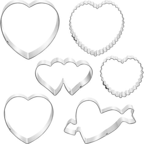 Ounona Set Mit 6 Antihaftbeschichteten, Hitzebeständigen Herzausstechern Aus Edelstahl Für Valentinstag Und Schokoladenherstellung.
