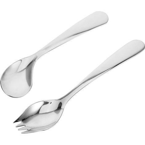 Set Bestehend Aus Einem Gebogenen Löffel/gabel, Geeignet Für Patienten, Aus Edelstahl. – 13,50 X 3,50 X 0,50 Cm – Silber