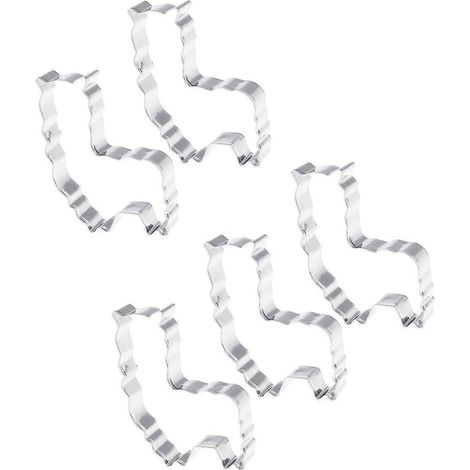 Set Mit 5 Alpaka-förmigen Ausstechformen Aus Edelstahl Für Kuchen, Kekse, Fondant, Hochzeits- Und Partydekorationen. – Silber
